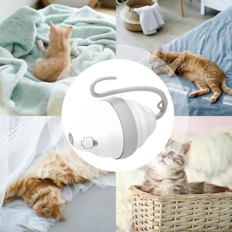 Automatic Rolling Mouse Cat Toy With Glowing Feathers