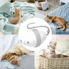 Automatic Rolling Mouse Cat Toy With Glowing Feathers