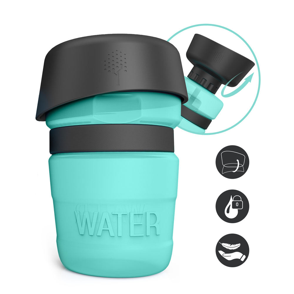 Foldable Dog Travel Water Bottle With Dispenser Trough