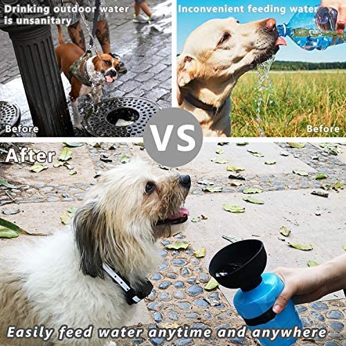 Foldable Dog Travel Water Bottle With Dispenser Trough