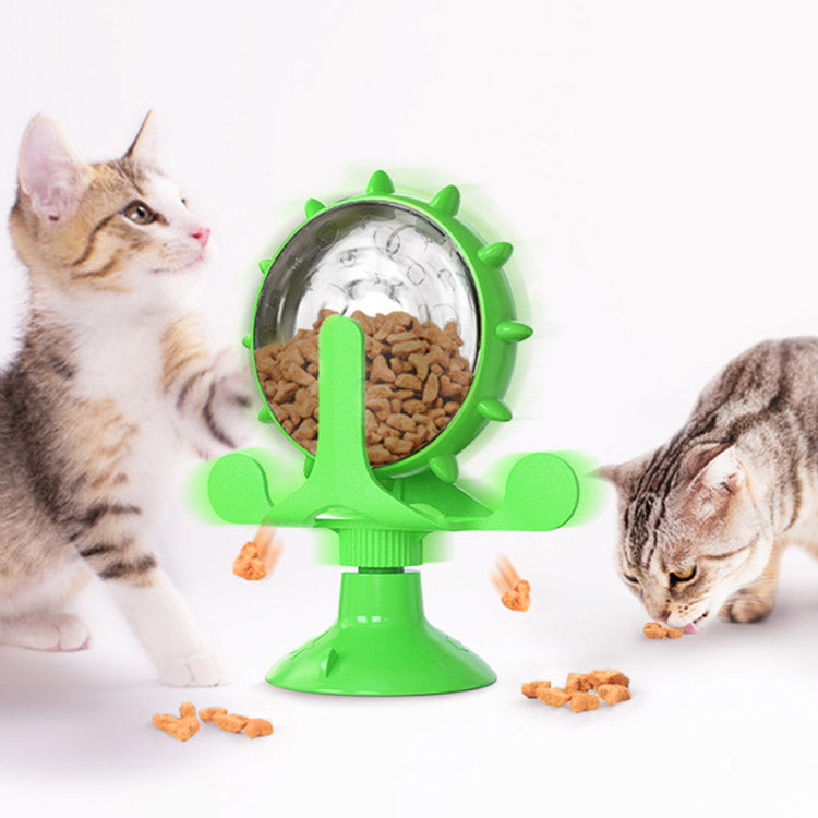 Interactive Cat Spinning Windmill Toy With Food Dispenser