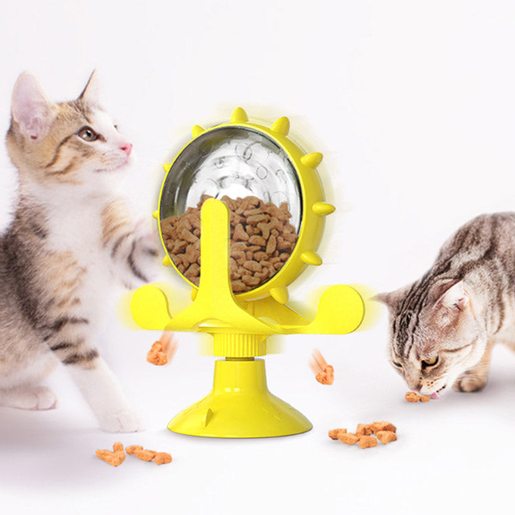 Interactive Cat Spinning Windmill Toy With Food Dispenser