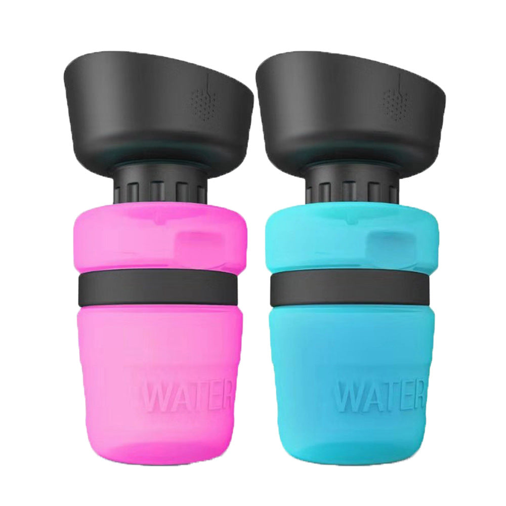 Foldable Dog Travel Water Bottle With Dispenser Trough