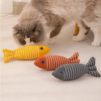 Burlap Catnip Fish Kicker Toys For Indoor Cats