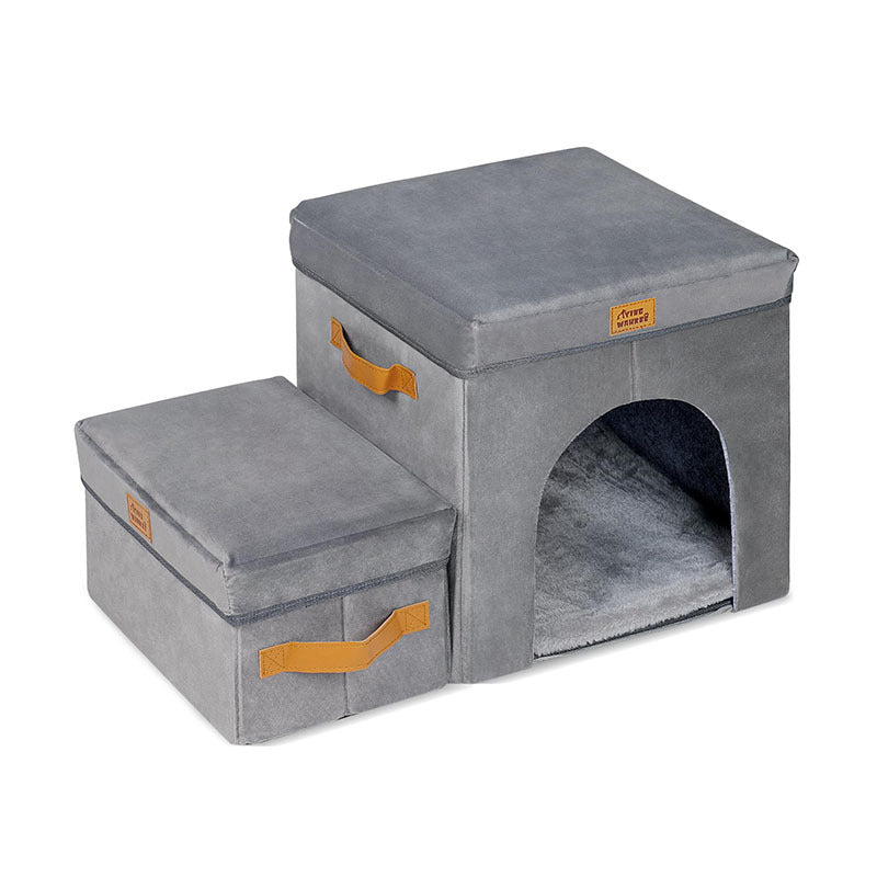 Foldable Pet Stairs With Hidden Storage Compartment