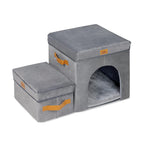 Foldable Pet Stairs With Hidden Storage Compartment