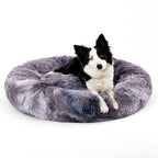 Fluffy Donut Calming Dog Bed Warm Plush Pet Cushion