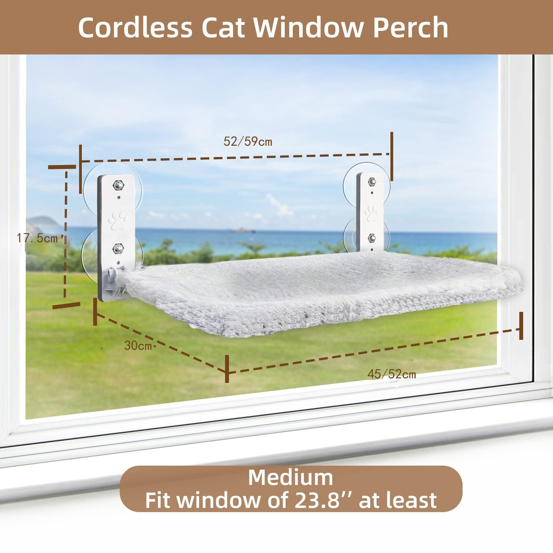 Cordless Cat Window Perch Foldable Hammock Seat Indoor