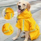 Waterproof Dog Raincoat With Hood And Reflective Safety Stripe