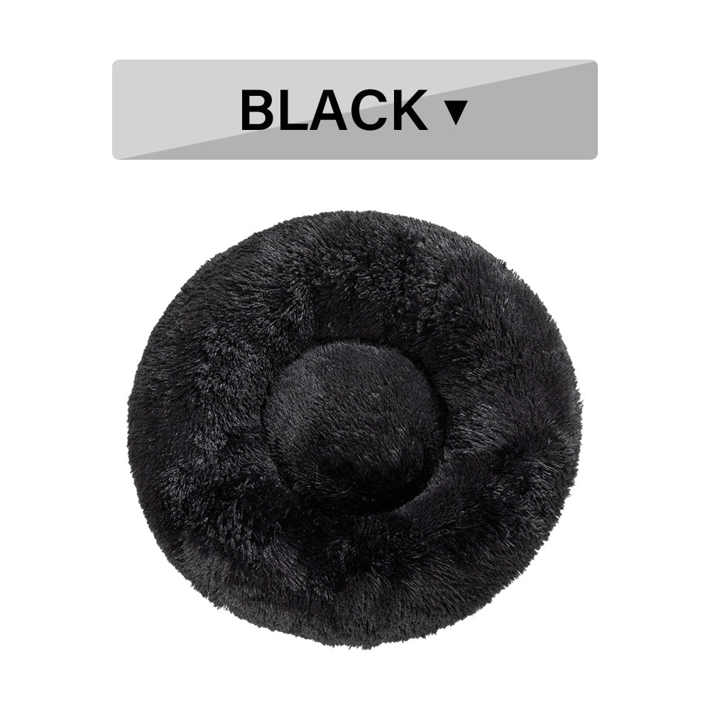Fluffy Donut Calming Dog Bed Warm Plush Pet Cushion