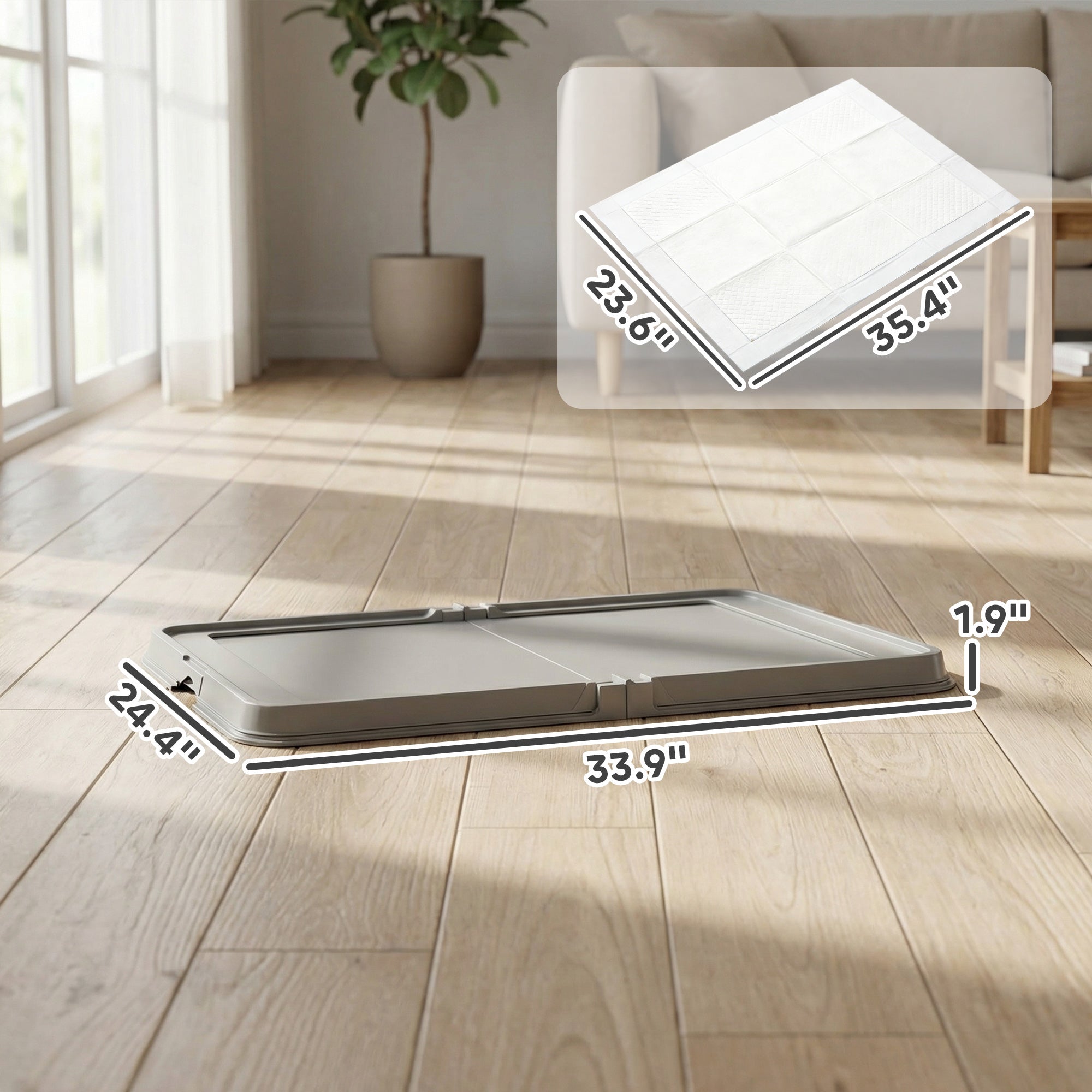 Foldable Dog Pee Pad Holder Litter Box With Disposable Pads