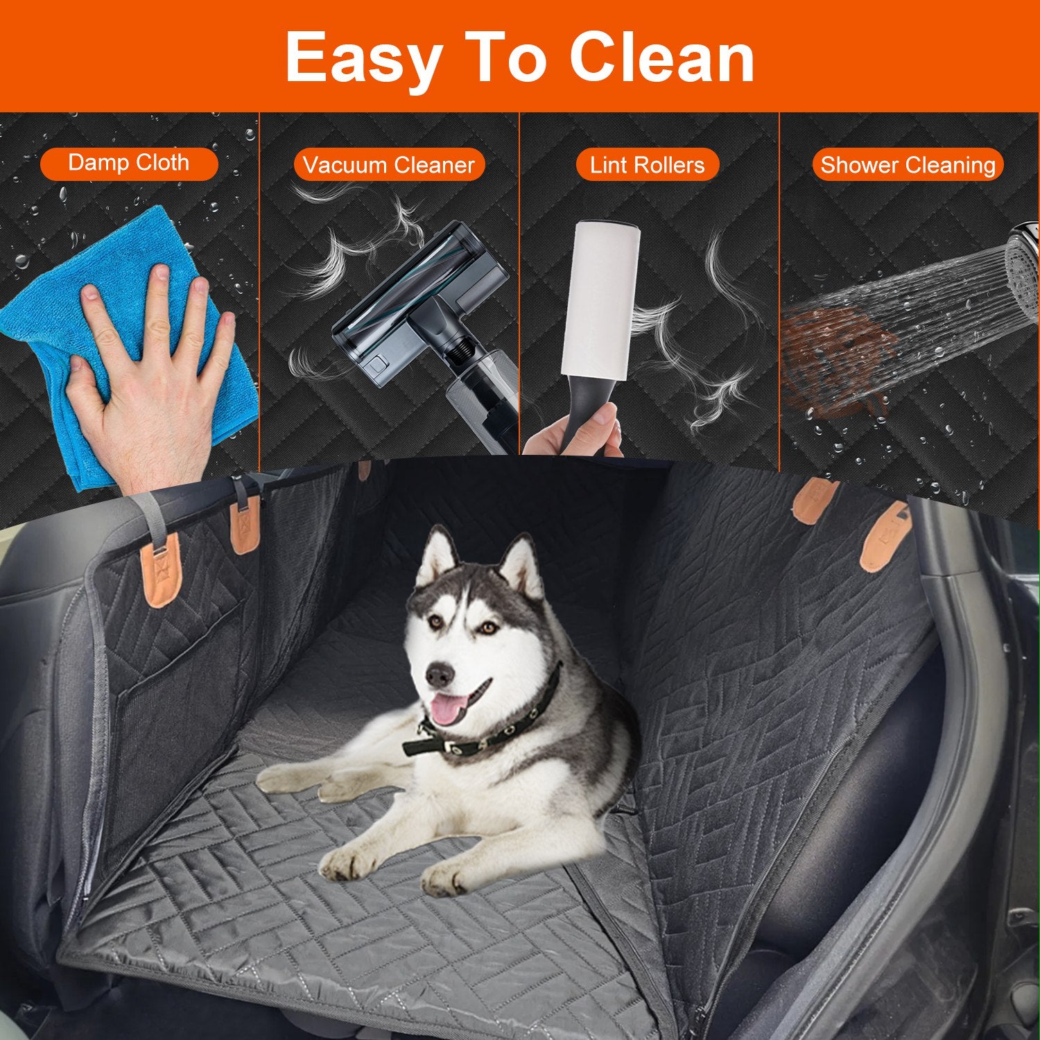 Waterproof Dog Car Back Seat Cover Hammock With Side Flaps
