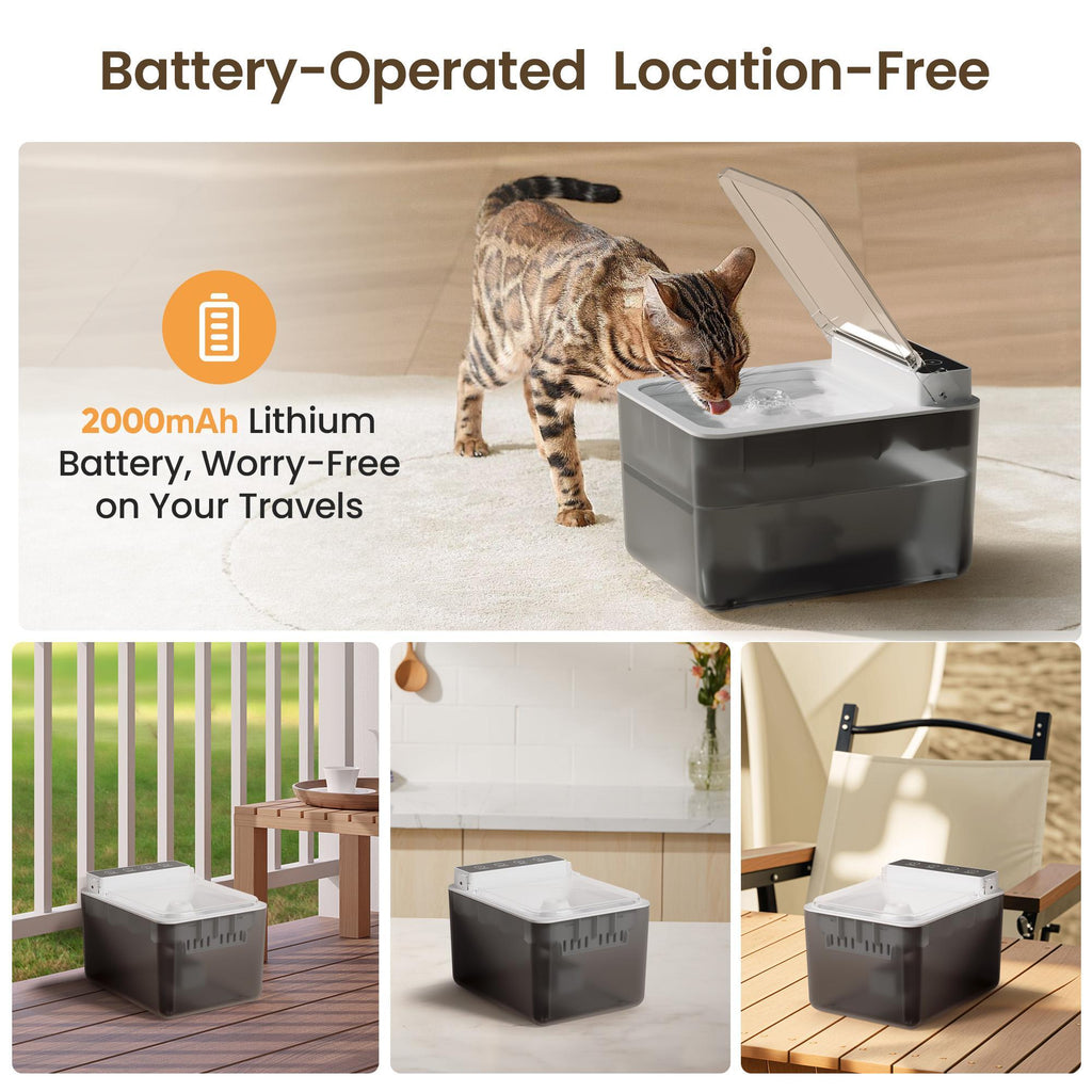 Wireless Stainless Steel Automatic Cat Water Fountain 3L