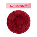 Fluffy Donut Calming Dog Bed Warm Plush Pet Cushion