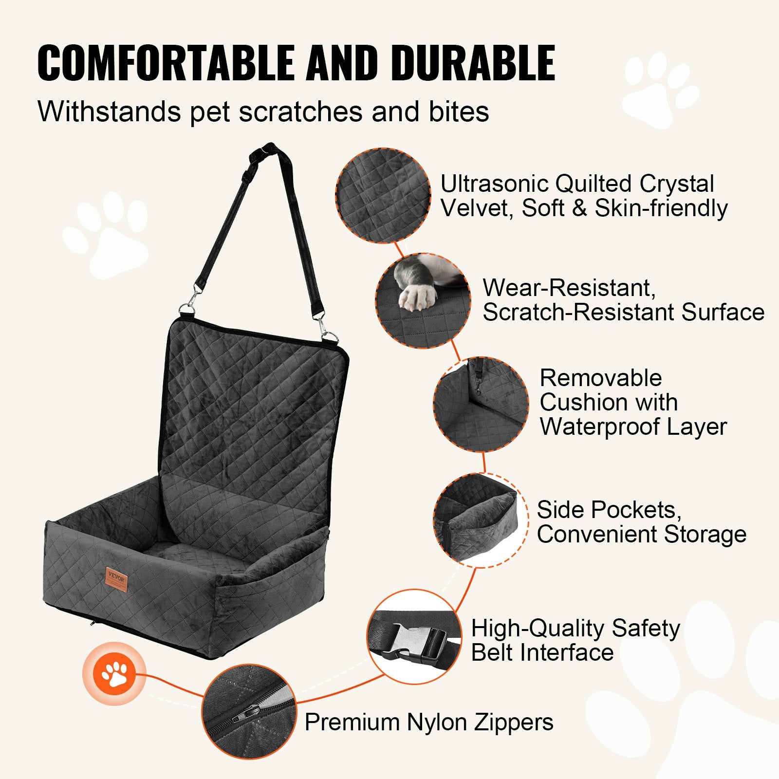 Dog Booster Car Seat For Small Medium Dogs Up To