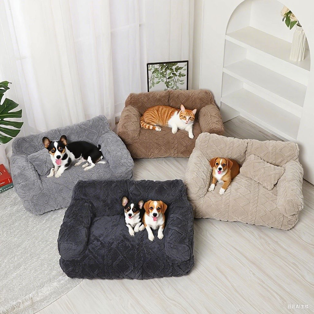 Pet Sofa Bed With Warming And Machine-Washable Cover