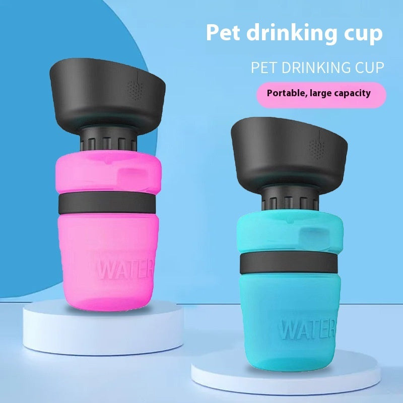 Foldable Dog Travel Water Bottle With Dispenser Trough