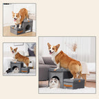Foldable Pet Stairs With Hidden Storage Compartment