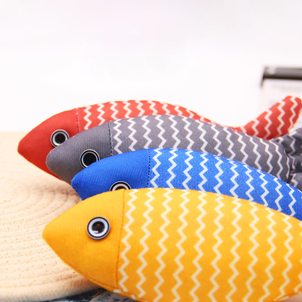 Burlap Catnip Fish Kicker Toys For Indoor Cats