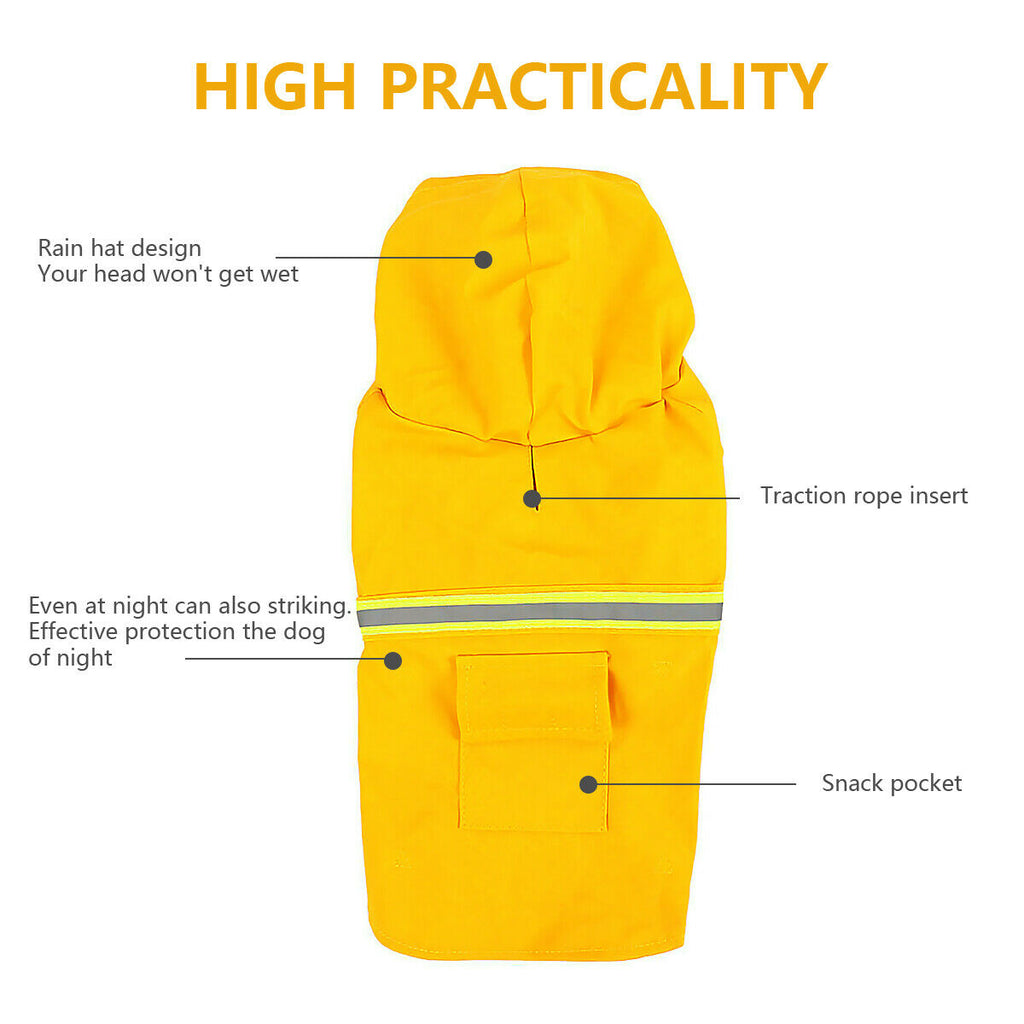Waterproof Dog Raincoat With Hood And Reflective Safety Stripe