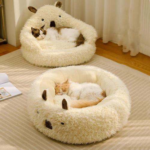 Calming Alpaca Pet Bed With Raised Edges For Dogs Cats