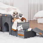 Foldable Pet Stairs With Hidden Storage Compartment