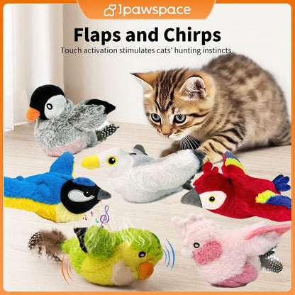 Flapping Bird Cat Toy Interactive Cat Toy Realistic Bird Sound Plush Cat Toy Catnip for Cats Kitten Toy Fun Indoor Kitten Toys