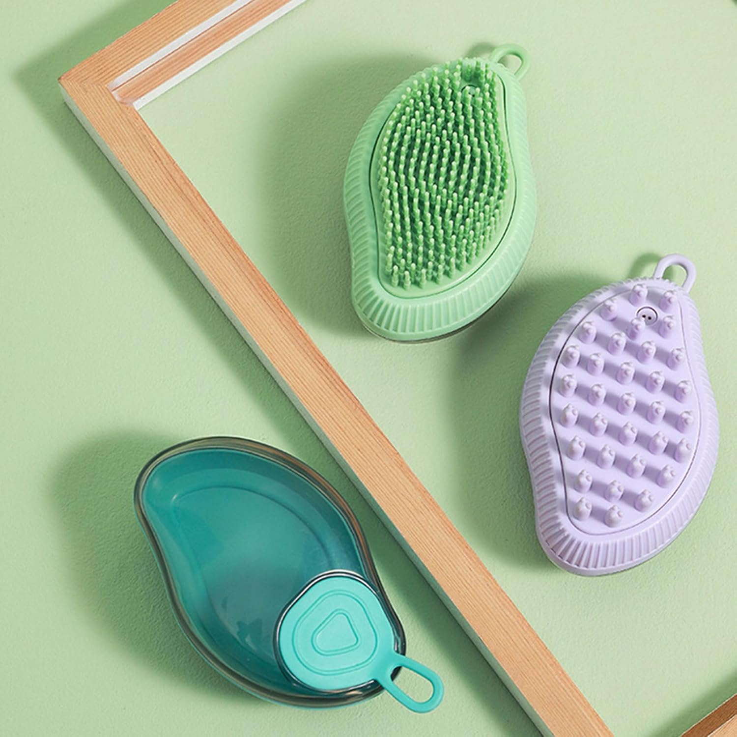Silicone Dog Bath Brush With Built-In Soap Dispenser
