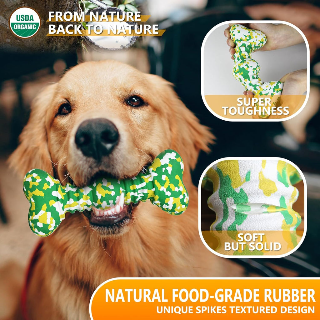 Indestructible Natural Rubber Bone Toy For Aggressive Chewers
