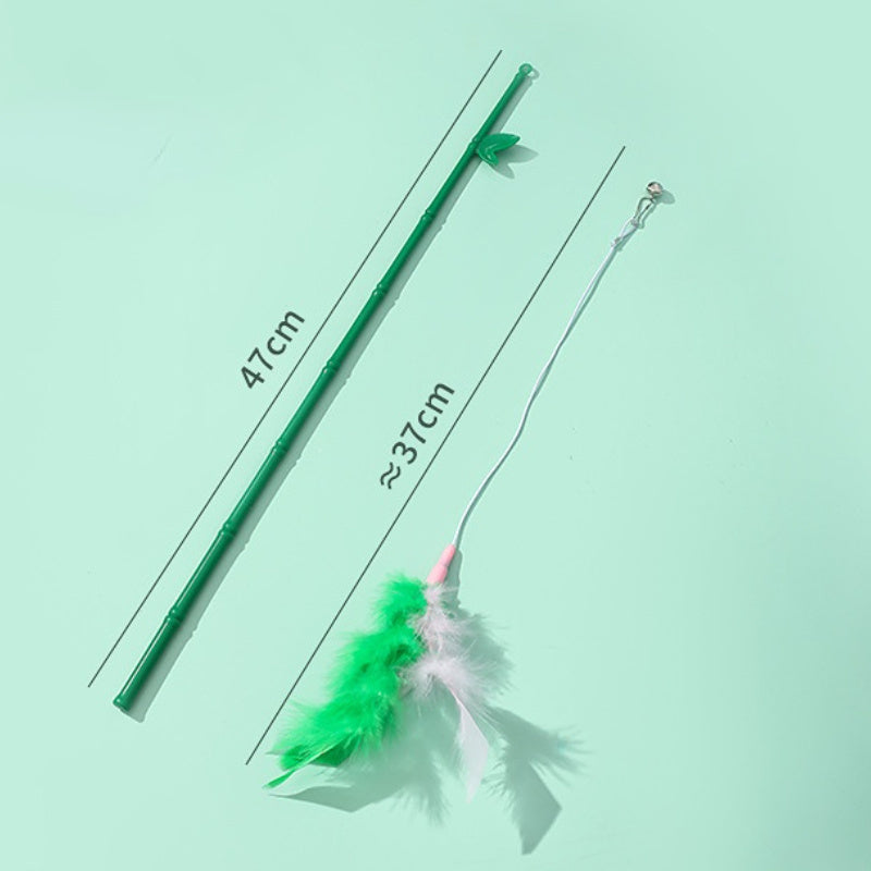 Interactive Cat Feather Wand Toy With Bell Refills