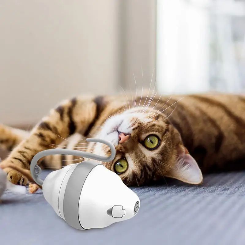 Automatic Rolling Mouse Cat Toy With Glowing Feathers