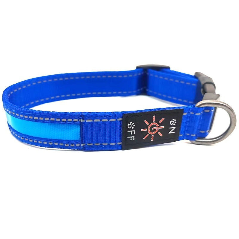 LED Glow Safety Dog Collar With Reflective Stripe