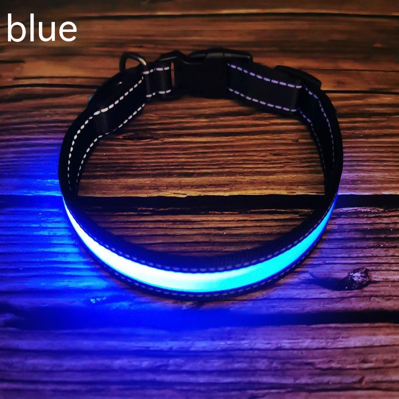 LED Glow Safety Dog Collar With Reflective Stripe