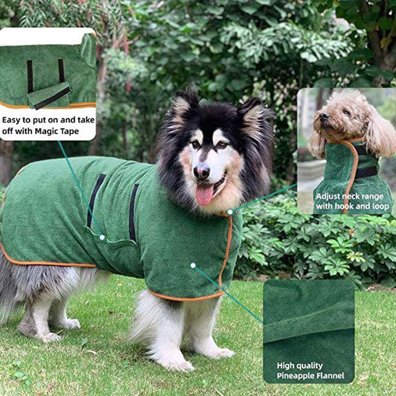 Fast Drying Microfiber Dog Bathrobe For All Sizes