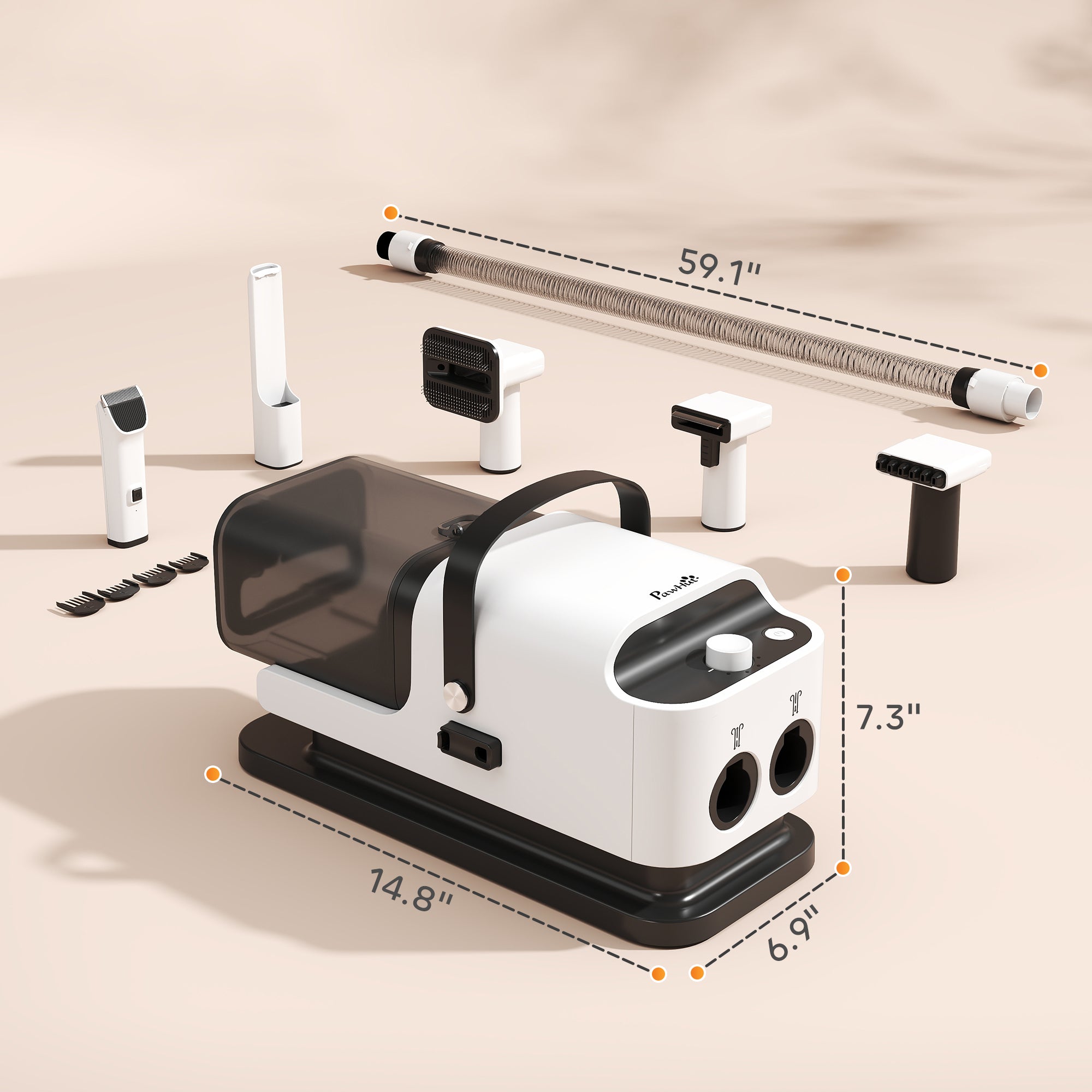 5-in-1 Dog Grooming Vacuum Dryer With Low Noise Clipper