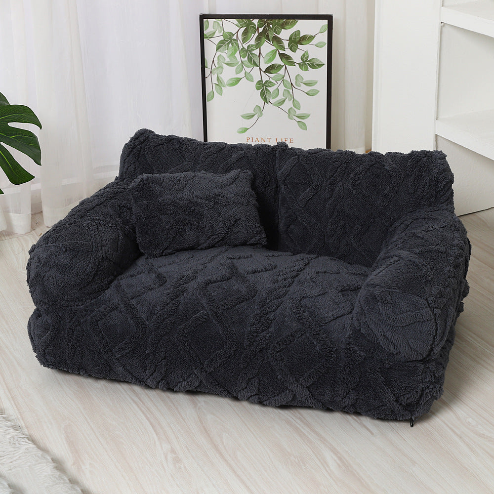 Pet Sofa Bed With Warming And Machine-Washable Cover