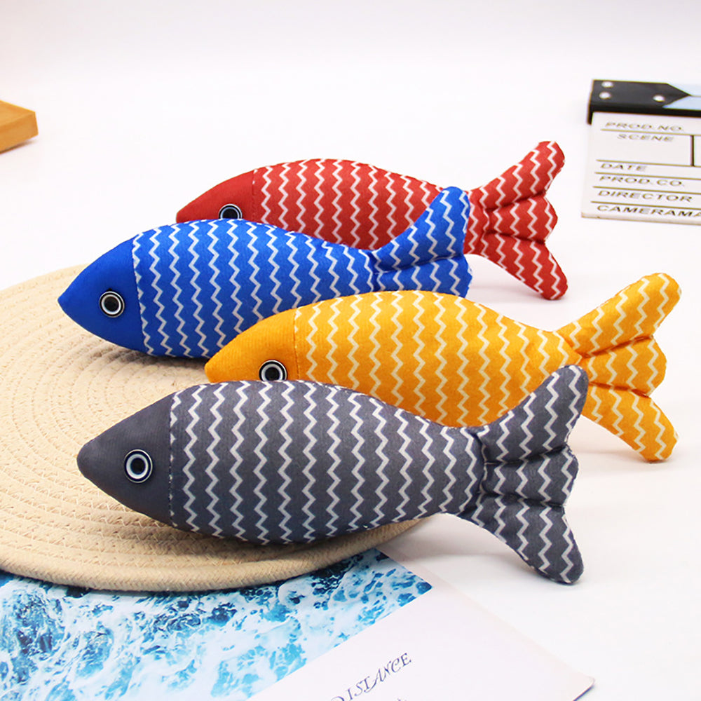 Burlap Catnip Fish Kicker Toys For Indoor Cats