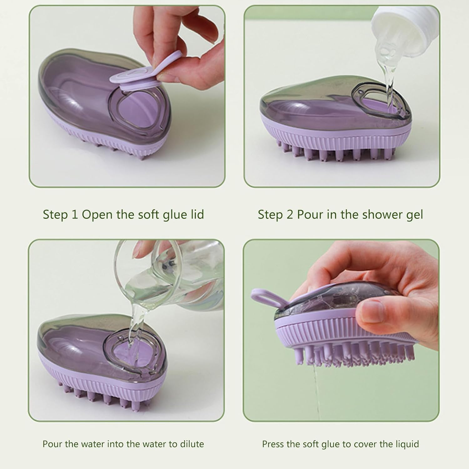 Silicone Dog Bath Brush With Built-In Soap Dispenser