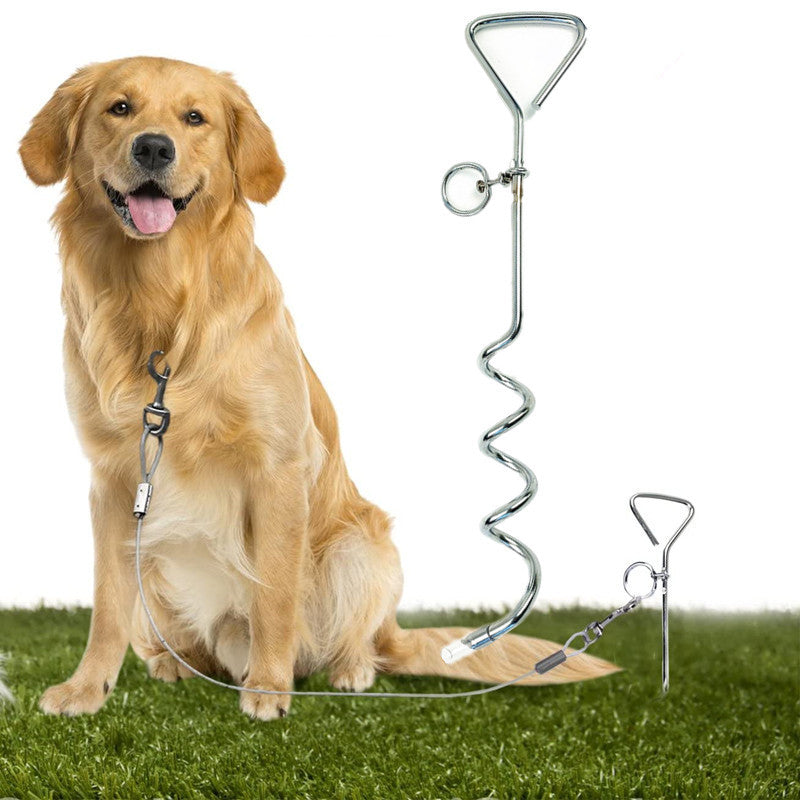 Spiral Dog Tie Out Stake Rust Resistant Secure Yard Anchor