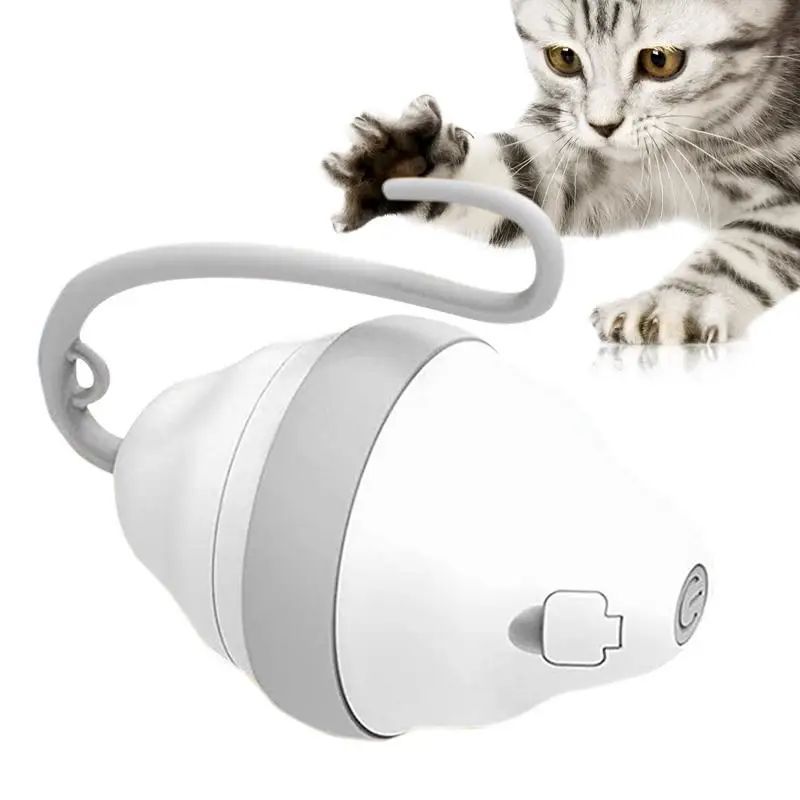 Automatic Rolling Mouse Cat Toy With Glowing Feathers