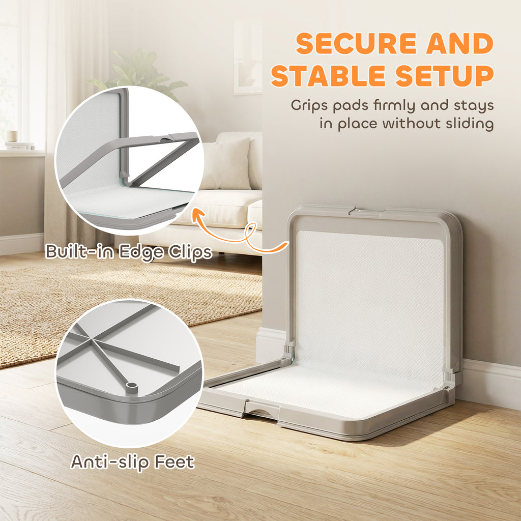Foldable Dog Pee Pad Holder Litter Box With Disposable Pads