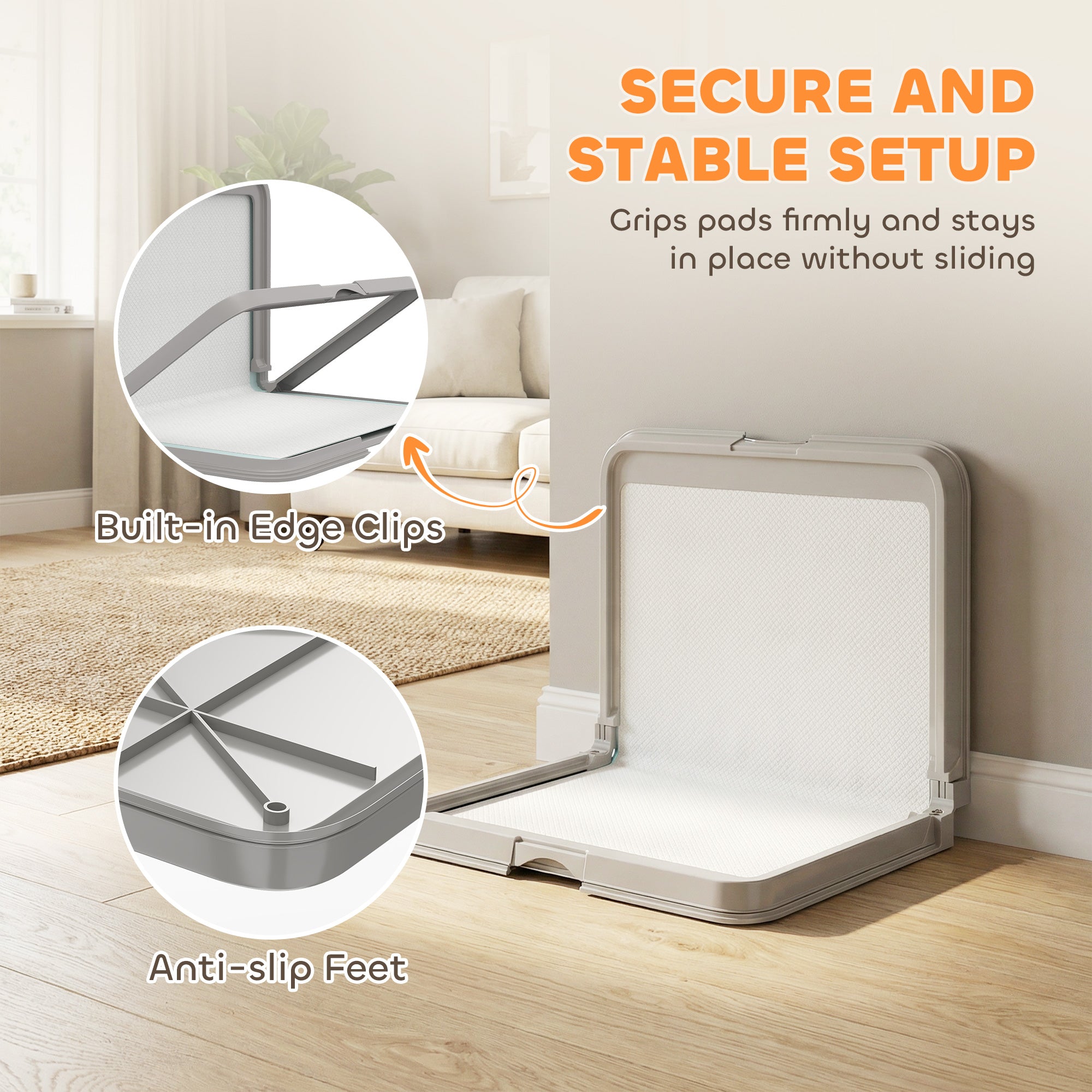 Foldable Dog Pee Pad Holder Litter Box With Disposable Pads